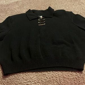 St. John by Marie Gray Quarter Toggle Collared Pullover Sweater Women's